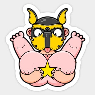 Gay Yellow Pup Bum Squeeze Sticker